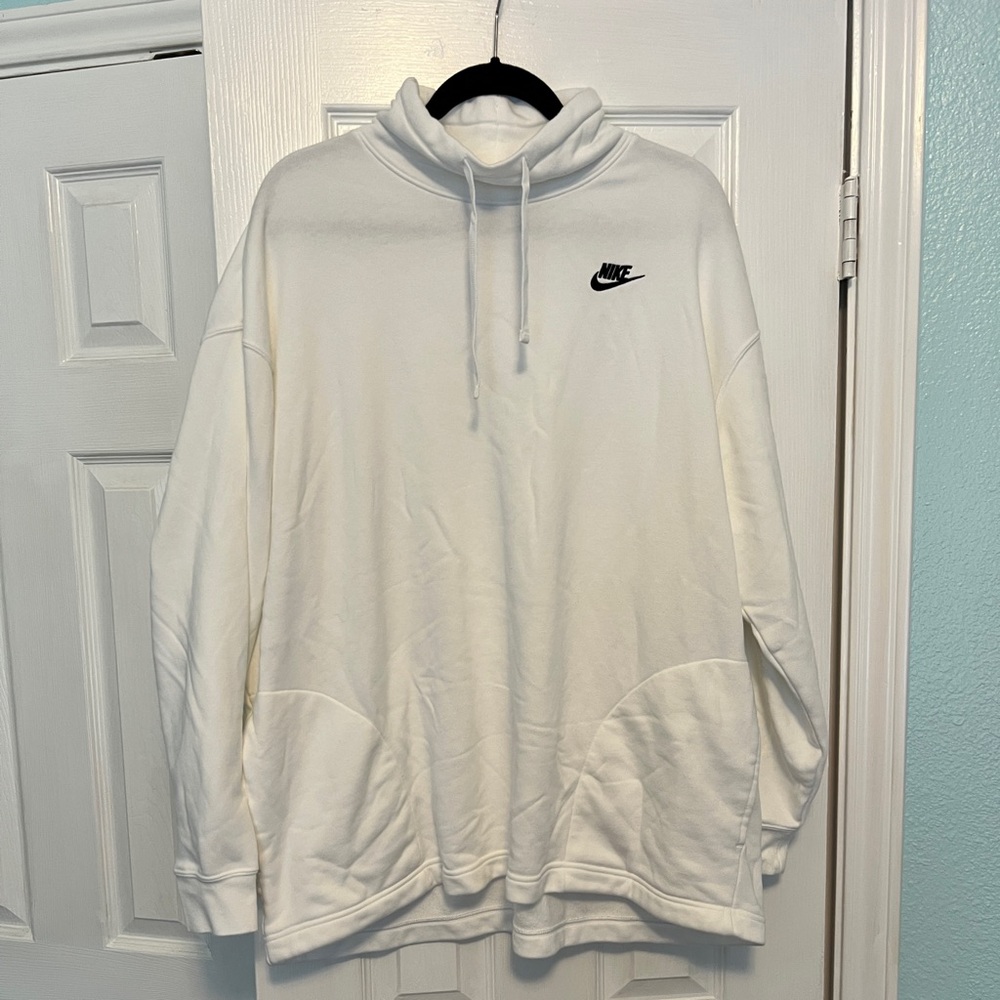 Nike Men's Bright White Funnel Mock Neck Pullover Sweatshirt Never Worn - Picture 1 of 9